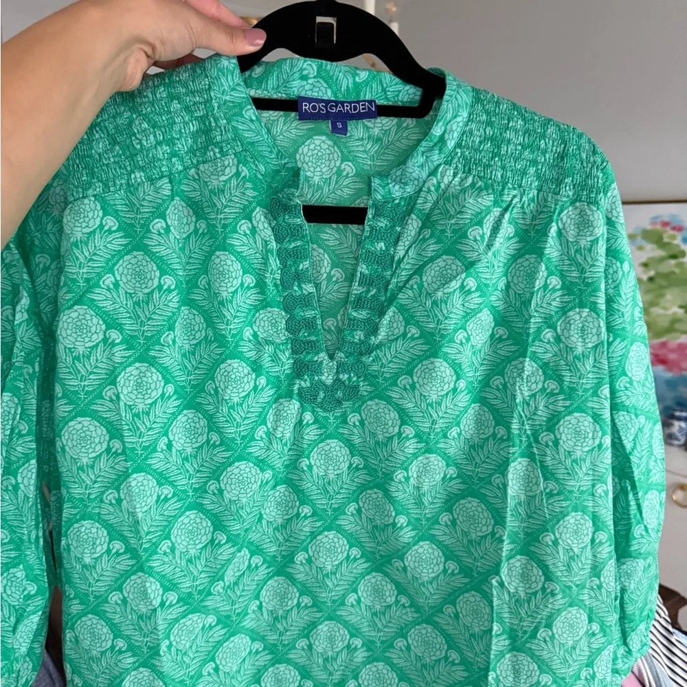 Ro’s Garden Green Floral Women's Top Size Small - Picture 8 of 9